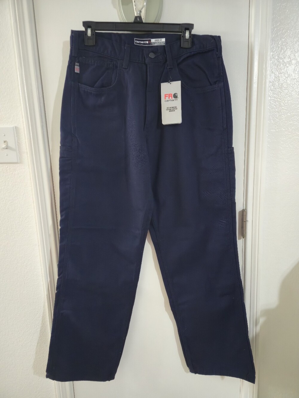 NWT Carhartt Navy FR Canvas 5 Pocket Utility Work Pants Flame Resistant 32x32